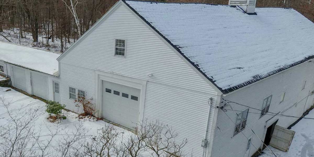 white garage building