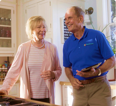 Buyer and seller talking in the kitchen